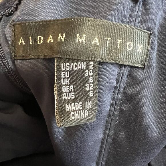 Aidan Mattox Formal Dress Gown Blue Black Damask Lace Women’s 2 - Picture 9 of 12